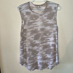 ADRIANO GOLDSCHMIED 100% Linen Women’s Light Neutral Camo Tank Top Size L